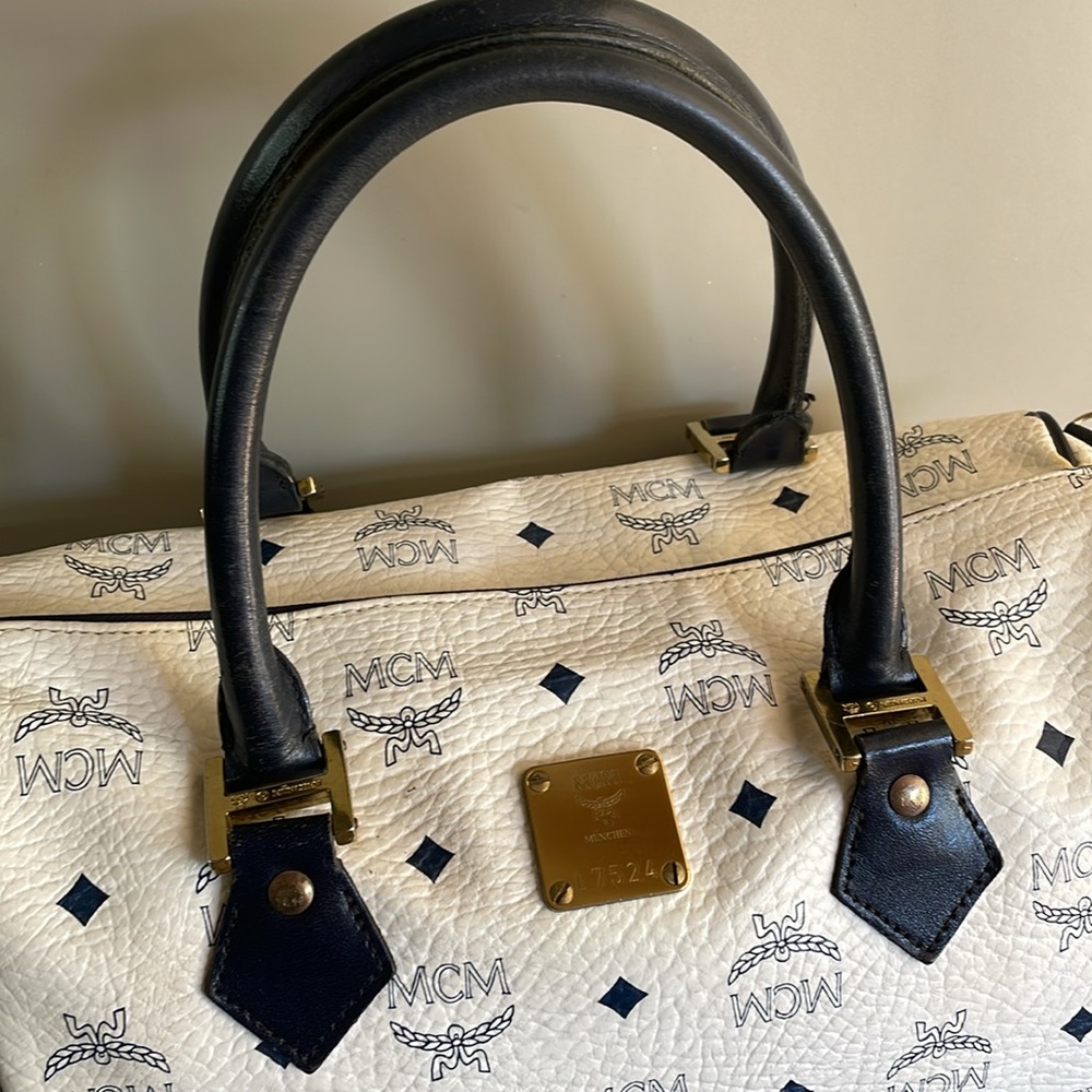 Authentic MCM Vintage Coated Canvas Boston Bag - Picture 2 of 11